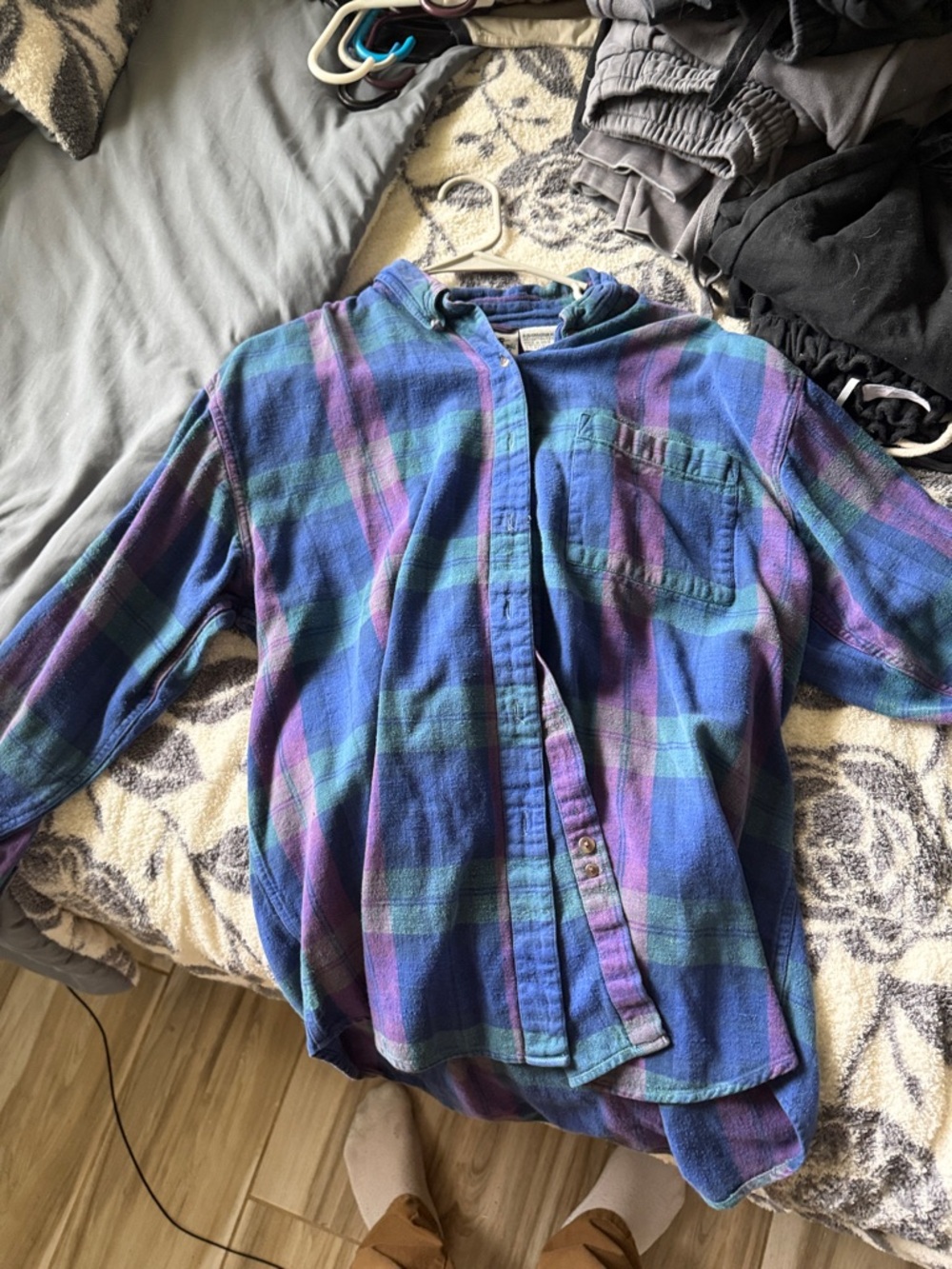 Northern Reflections Men’s Plaid Button-Down Shirt - Blue & Purple